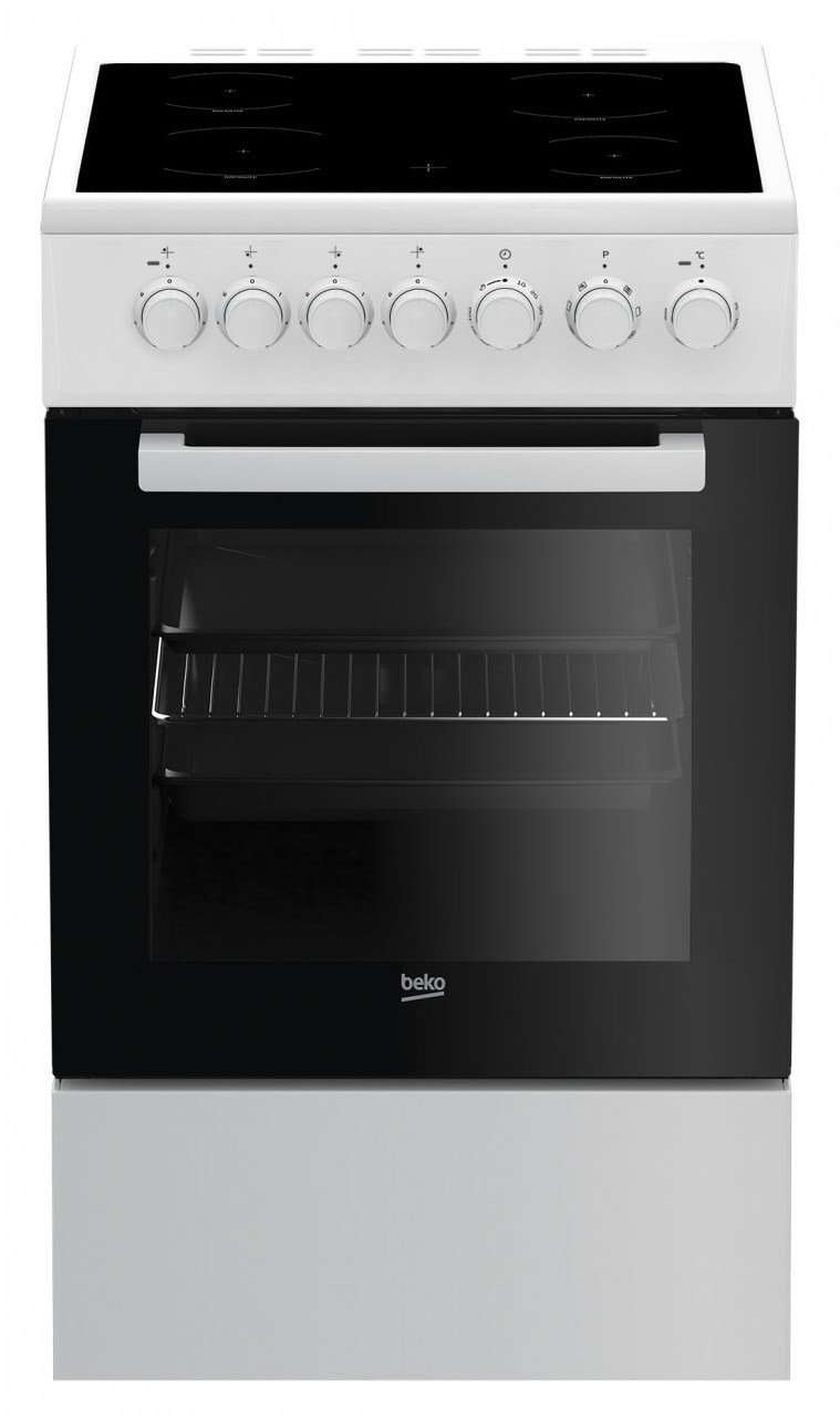 b100 FSM 57100 GW Elektroherd mit Glaskeramikfeld weiß, 55 l, 50 cm breit, A, 4 Kochzonen
