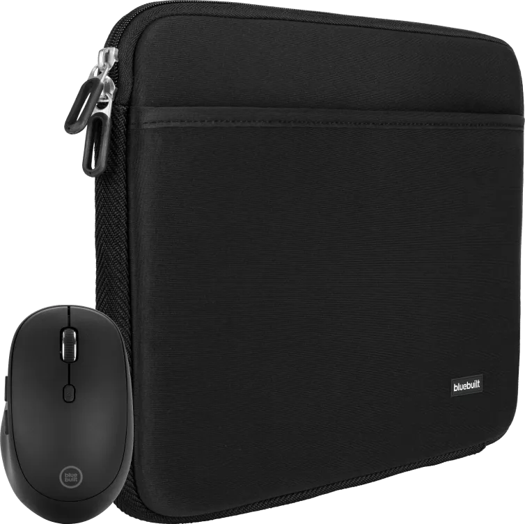 BlueBuilt Laptophülle 36 cm 15 Zoll M Schwarz + Tradendum Maus