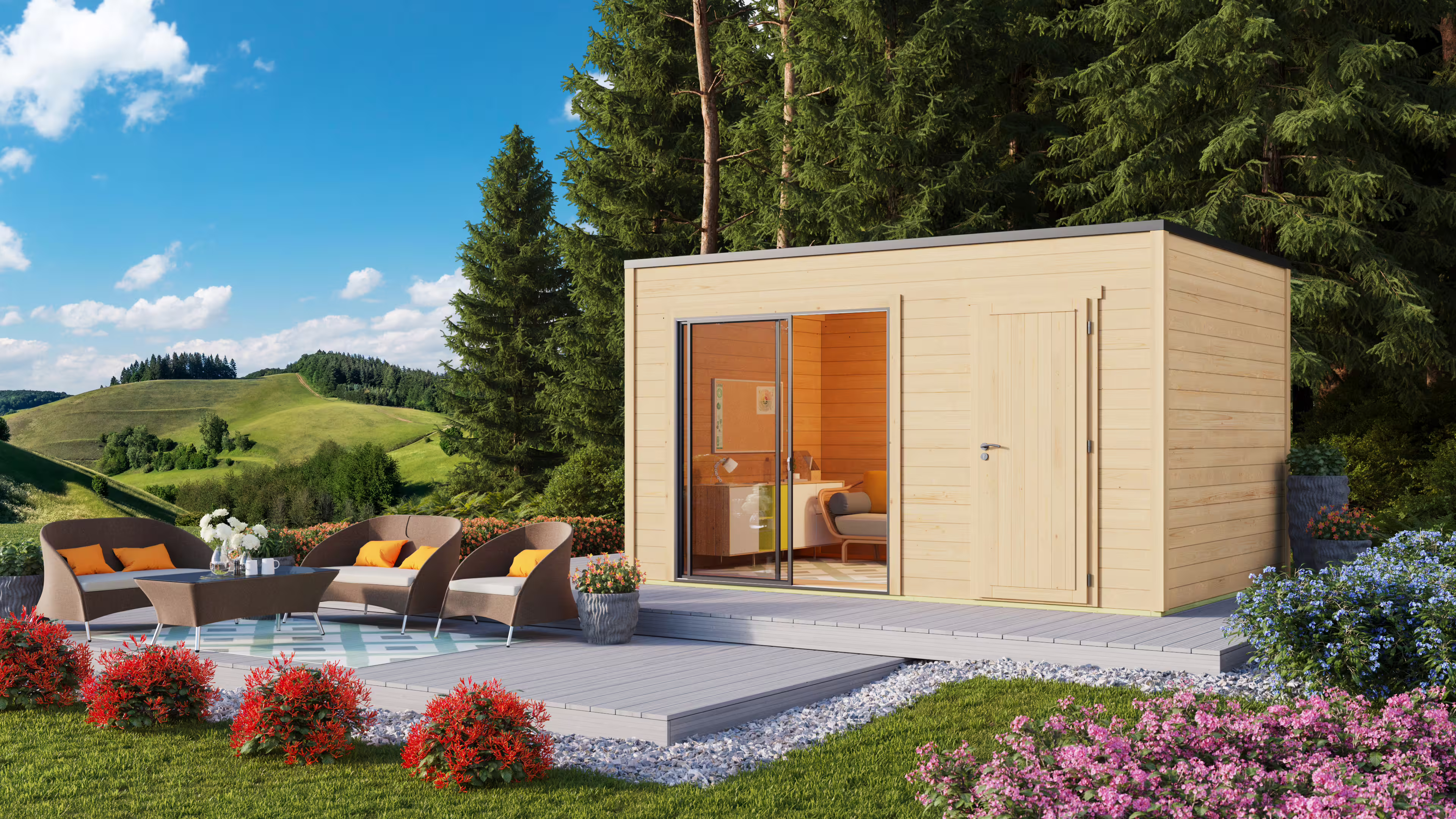 Fjordholz Gartenhaus Modell Q-BIC Alu 70 I